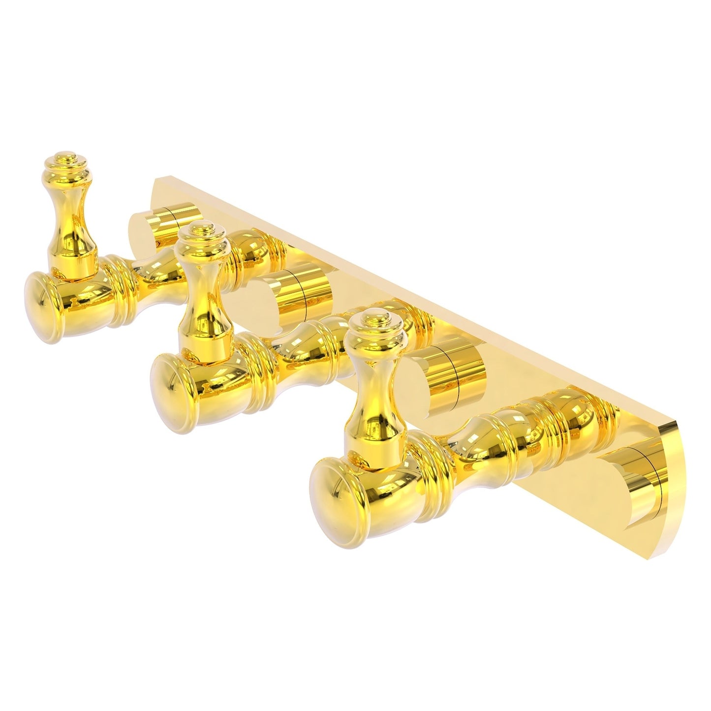 Allied Brass Carolina 8" x 2.4" Polished Brass Solid Brass 3-Position Tie and Belt Rack