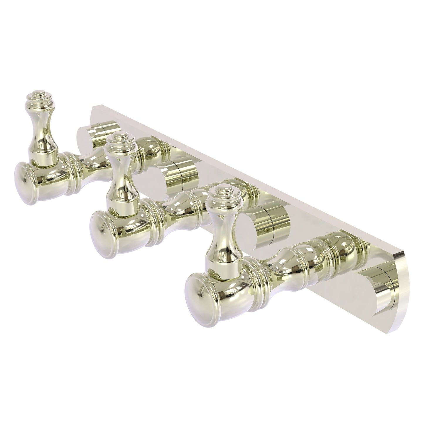 Allied Brass Carolina 8" x 2.4" Polished Nickel Solid Brass 3-Position Tie and Belt Rack