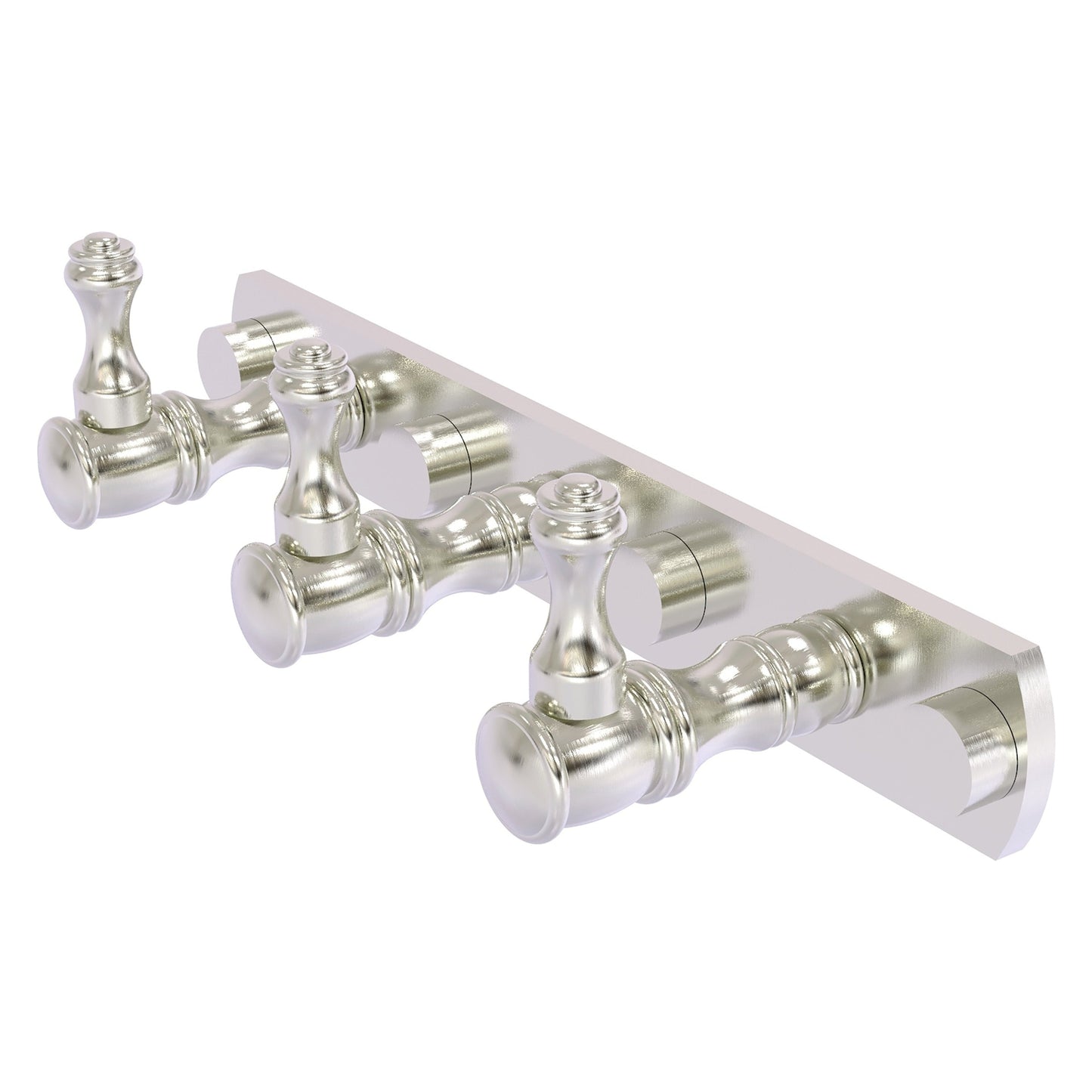 Allied Brass Carolina 8" x 2.4" Satin Nickel Solid Brass 3-Position Tie and Belt Rack