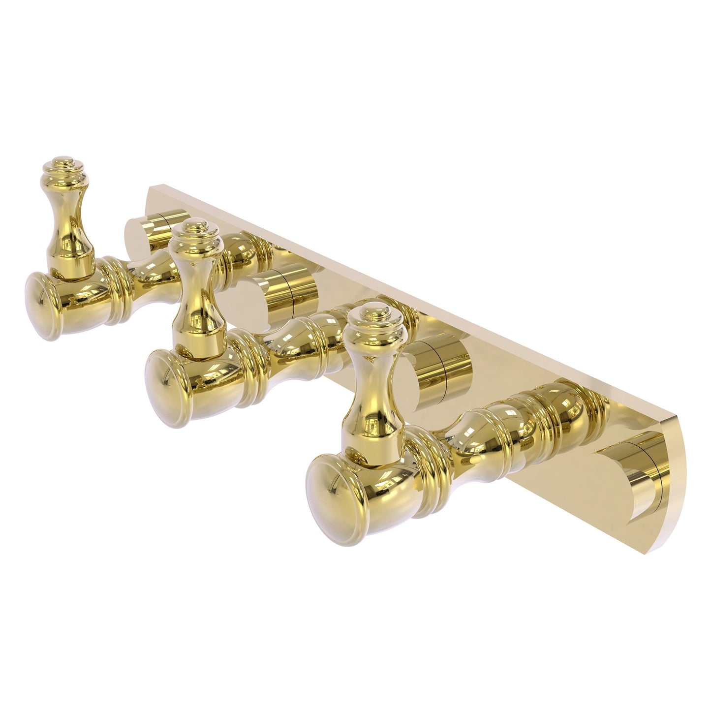 Allied Brass Carolina 8" x 2.4" Unlacquered Brass Solid Brass 3-Position Tie and Belt Rack