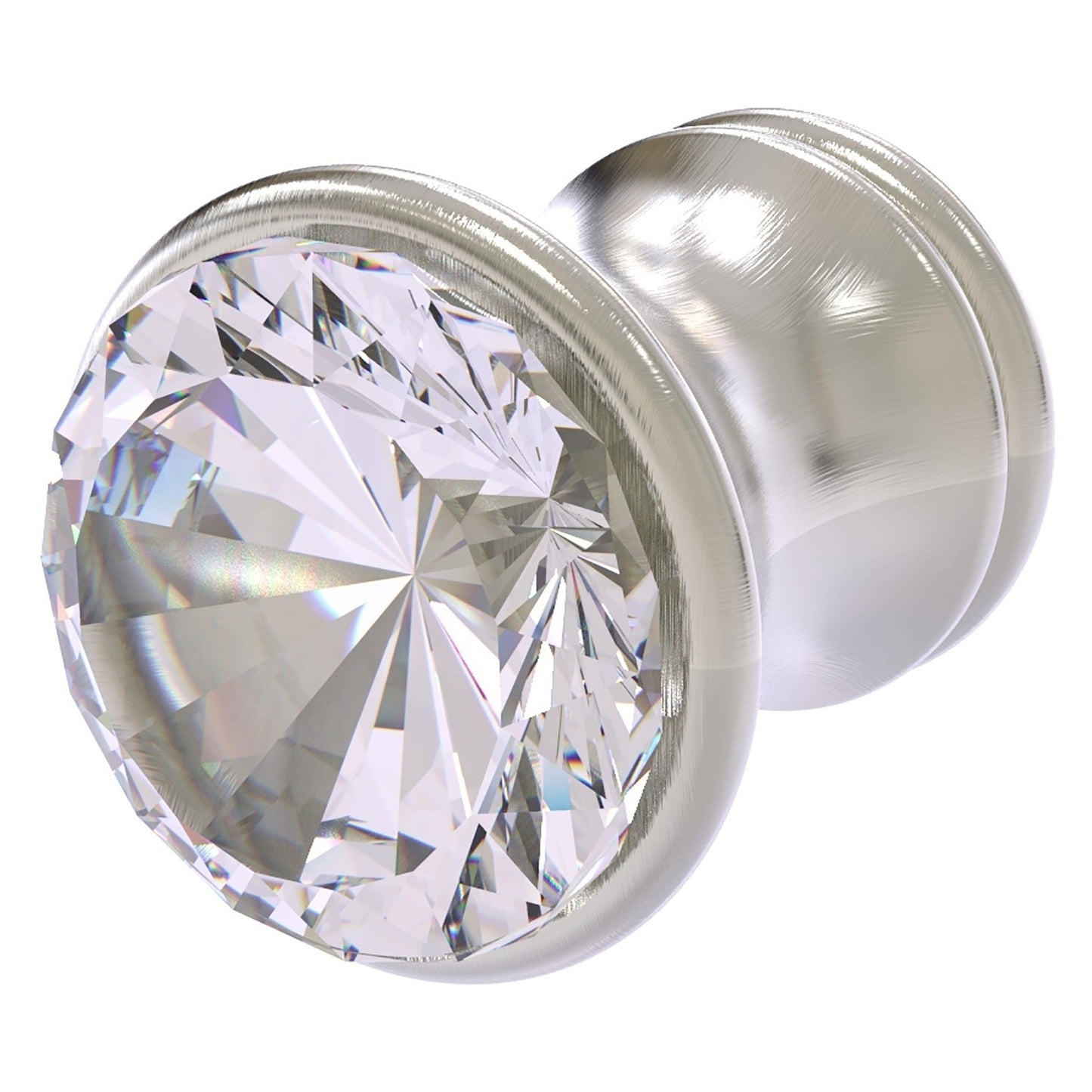Allied Brass Carolina Crystal 1" x 1.25" Satin Nickel Solid Brass Cabinet Knob
