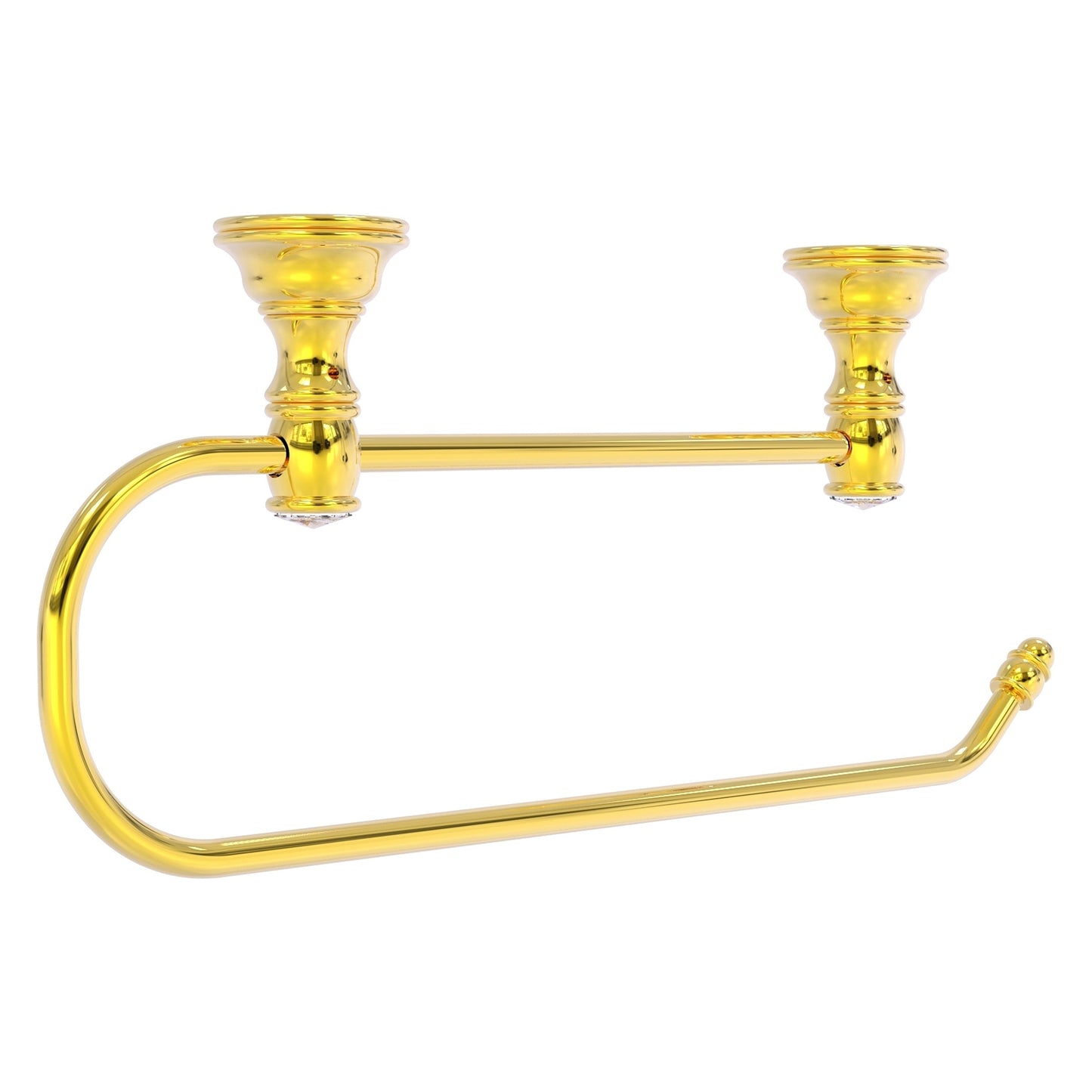 Allied Brass Carolina Crystal 14.2" x 2" Polished Brass Solid Brass Cabinet Paper Towel Holder