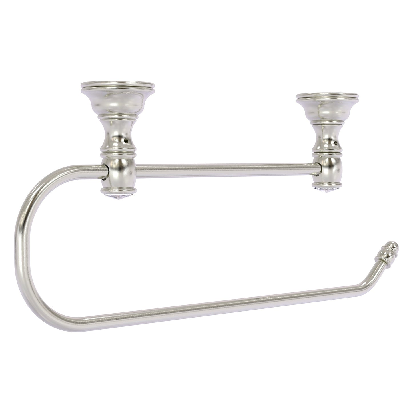 Allied Brass Carolina Crystal 14.2" x 2" Satin Nickel Solid Brass Cabinet Paper Towel Holder