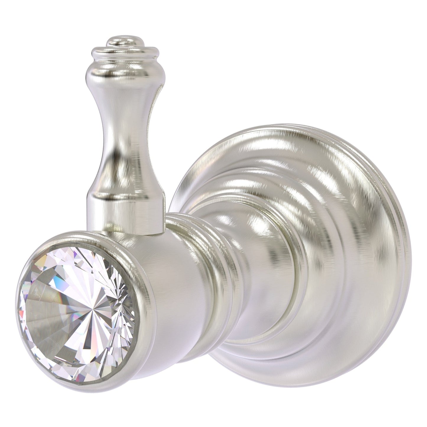 Allied Brass Carolina Crystal 2" x 3.2" Satin Nickel Solid Brass Robe Hook