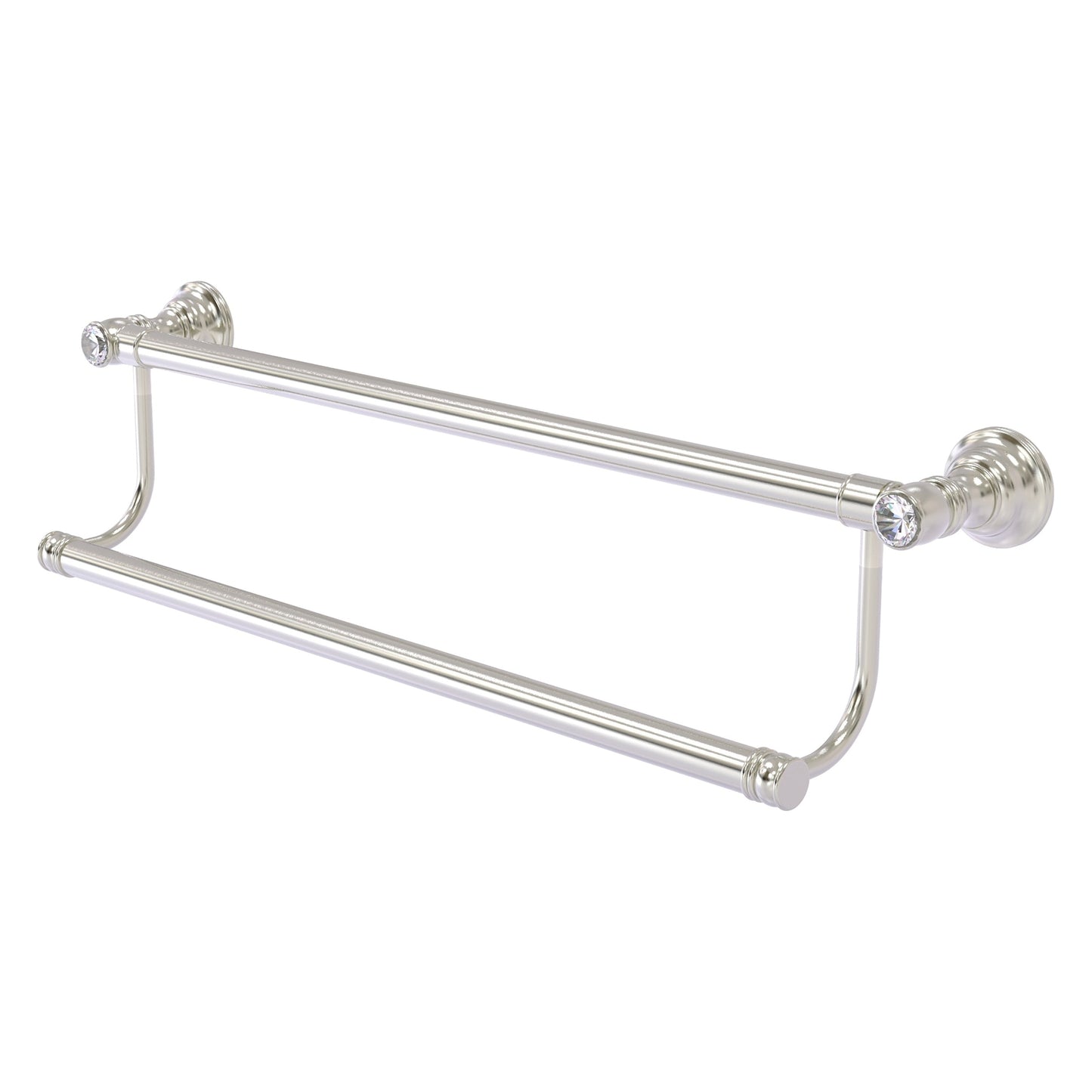 Allied Brass Carolina Crystal 20" x 5.2" Satin Nickel Solid Brass Double Towel Bar