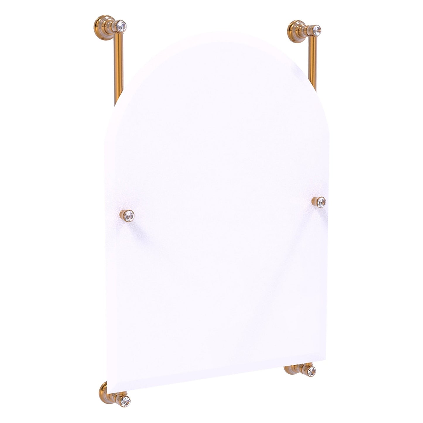 Allied Brass Carolina Crystal 21" x 4.4" Brushed Bronze Solid Brass Arched Top Frameless Rail-Mounted Mirror