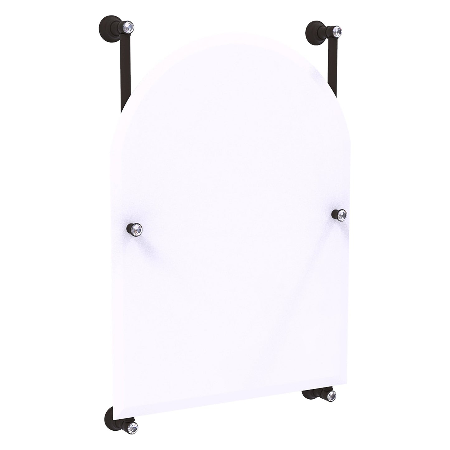 Allied Brass Carolina Crystal 21" x 4.4" Oil Rubbed Bronze Solid Brass Arched Top Frameless Rail-Mounted Mirror