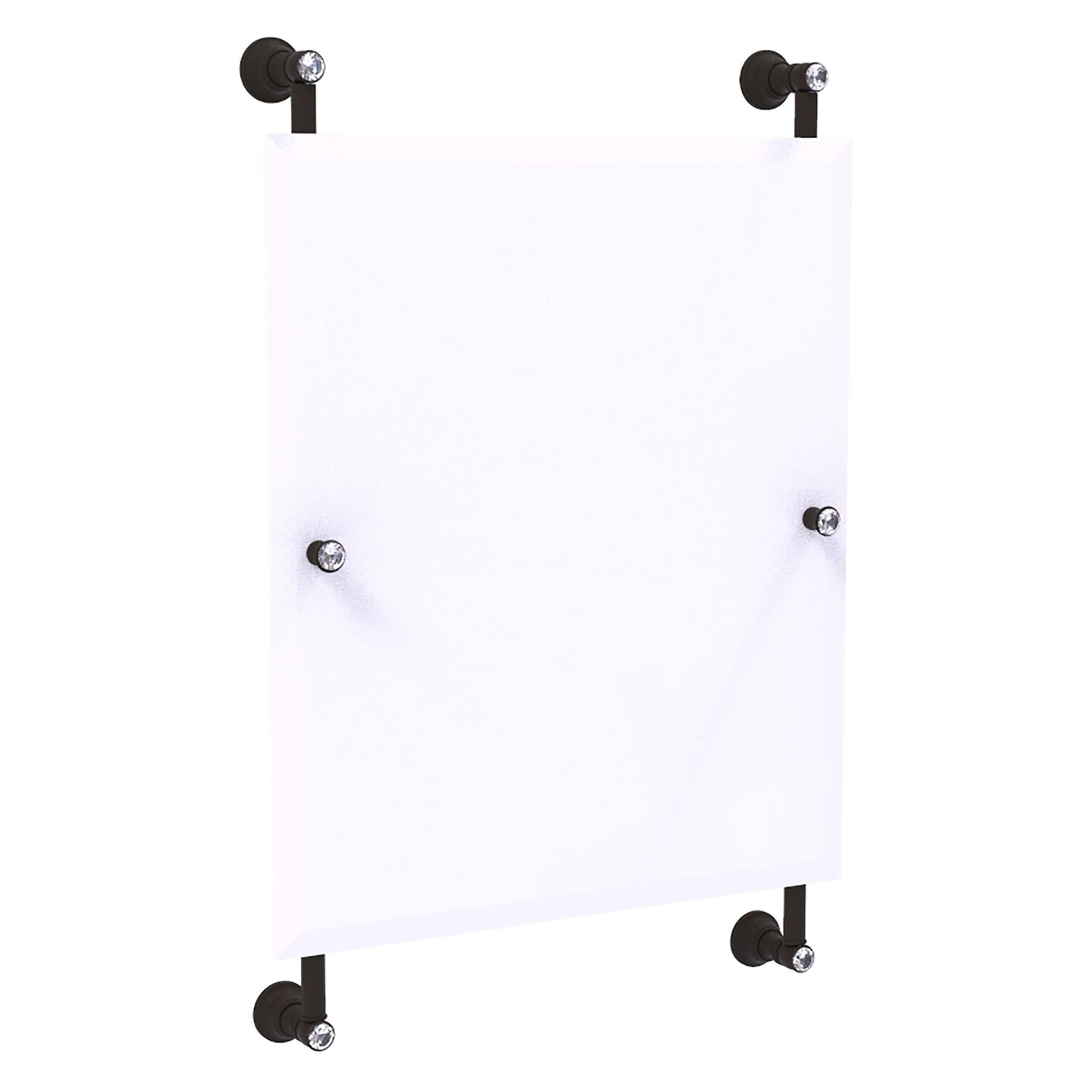 Allied Brass Carolina Crystal 21" x 4.4" Oil Rubbed Bronze Solid Brass Rectangular Frameless Rail-Mounted Mirror