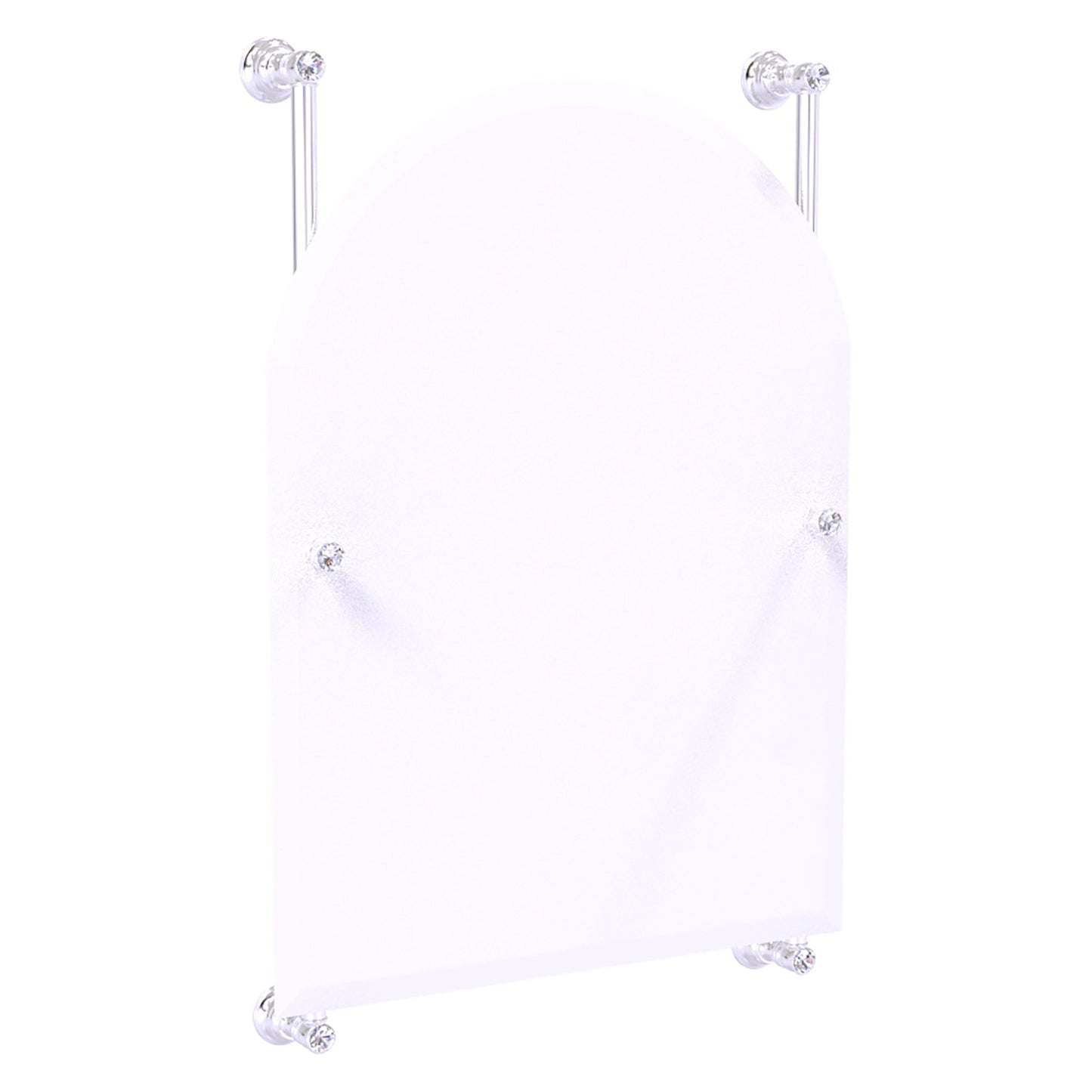 Allied Brass Carolina Crystal 21" x 4.4" Polished Chrome Solid Brass Arched Top Frameless Rail-Mounted Mirror