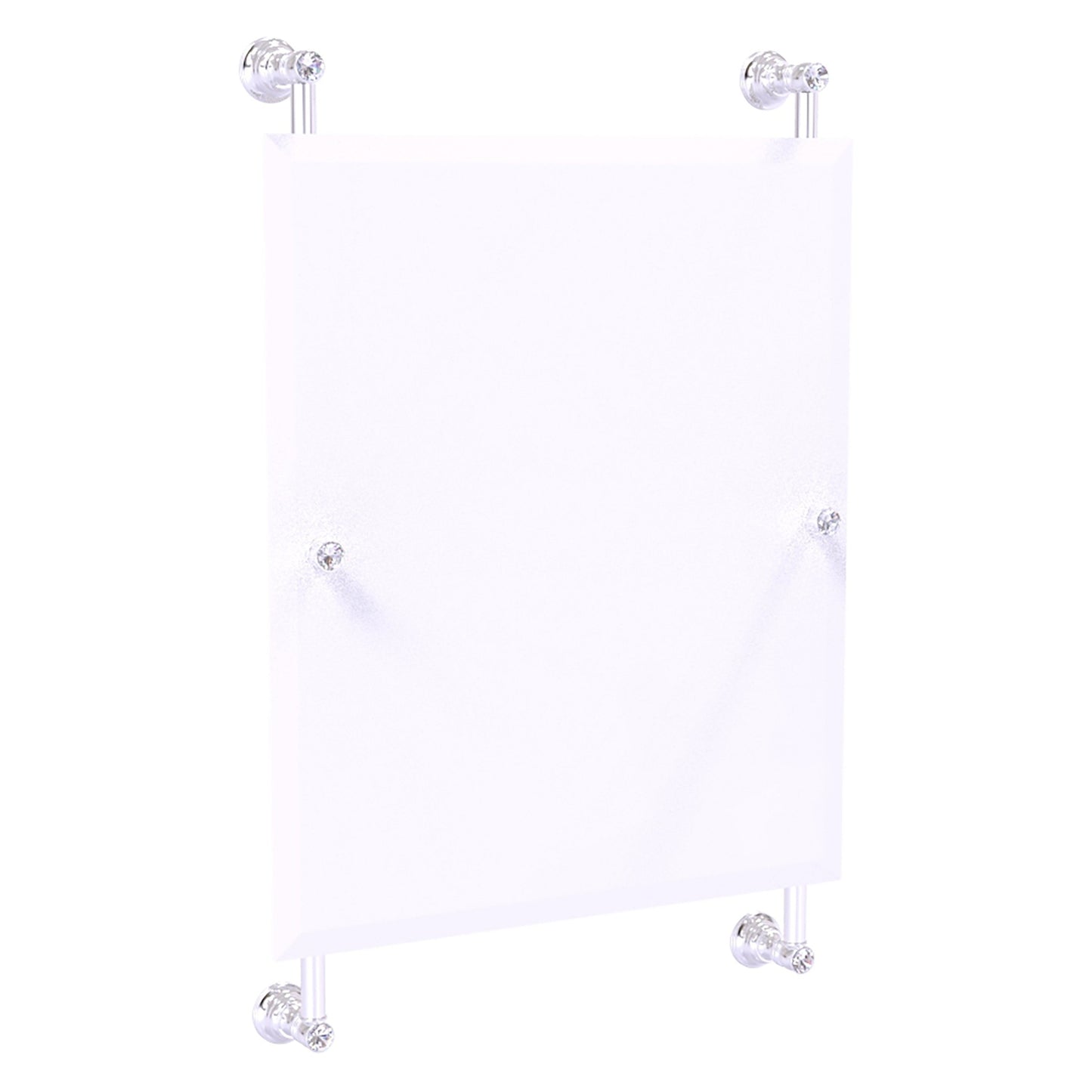 Allied Brass Carolina Crystal 21" x 4.4" Polished Chrome Solid Brass Rectangular Frameless Rail-Mounted Mirror