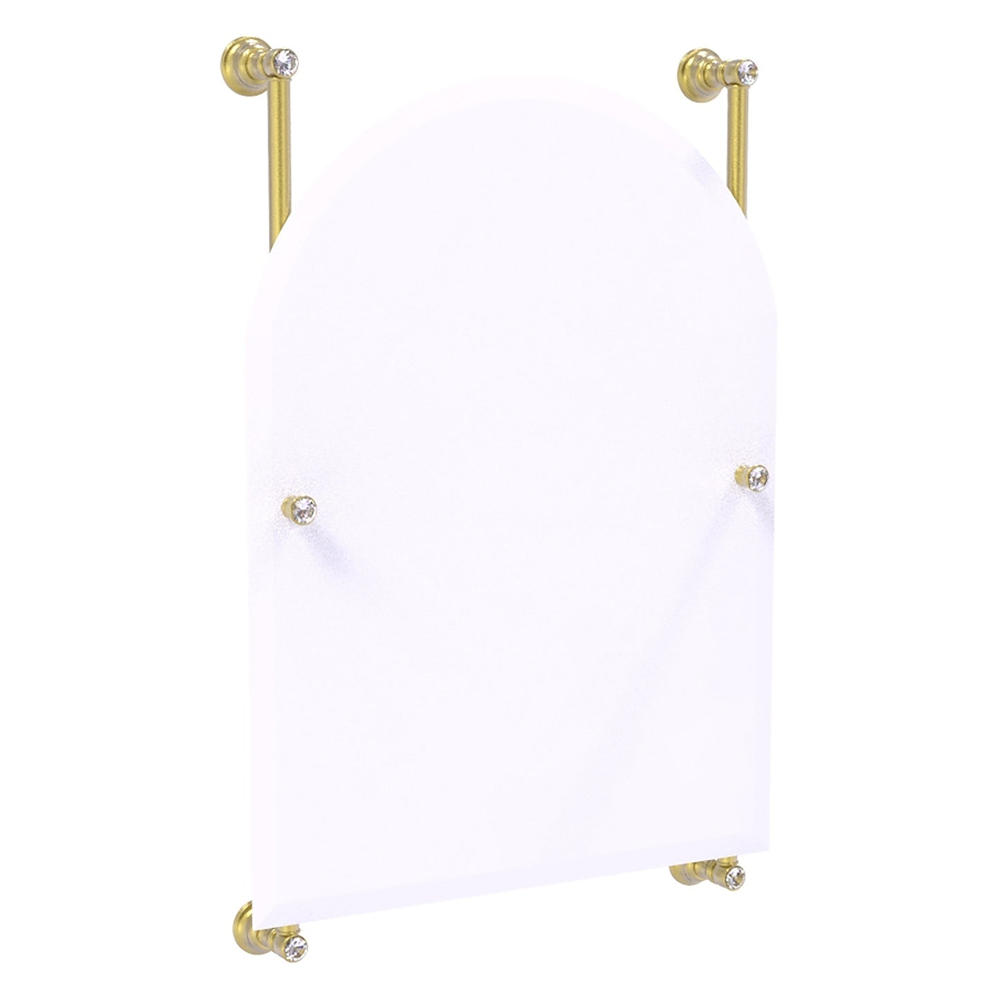 Allied Brass Carolina Crystal 21" x 4.4" Satin Brass Solid Brass Arched Top Frameless Rail-Mounted Mirror