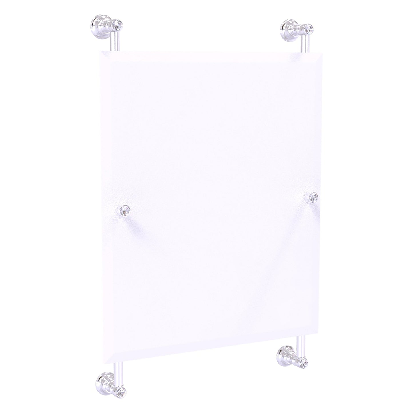 Allied Brass Carolina Crystal 21" x 4.4" Satin Chrome Solid Brass Rectangular Frameless Rail-Mounted Mirror