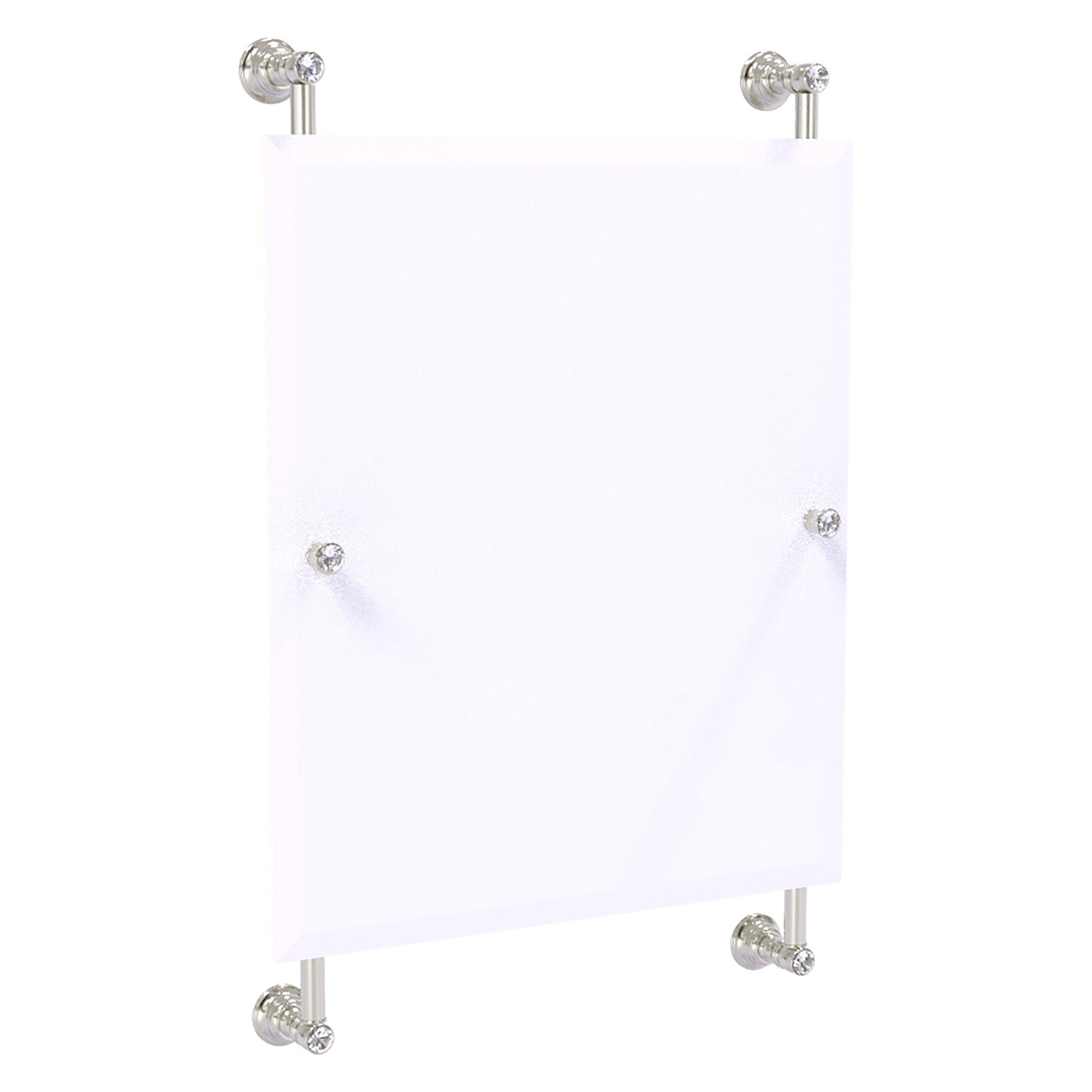 Allied Brass Carolina Crystal 21" x 4.4" Satin Nickel Solid Brass Rectangular Frameless Rail-Mounted Mirror