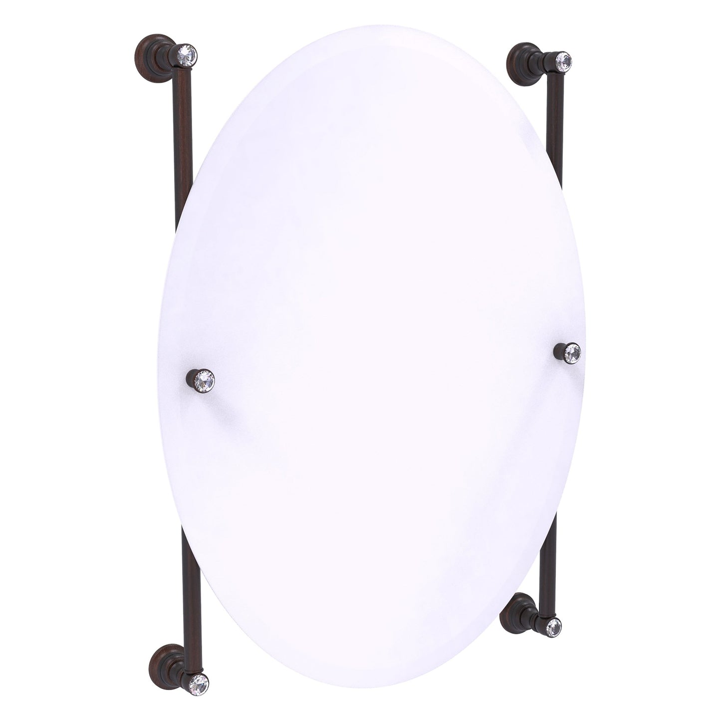 Allied Brass Carolina Crystal 21" x 4.4" Venetian Bronze Solid Brass Oval Frameless Rail-Mounted Mirror