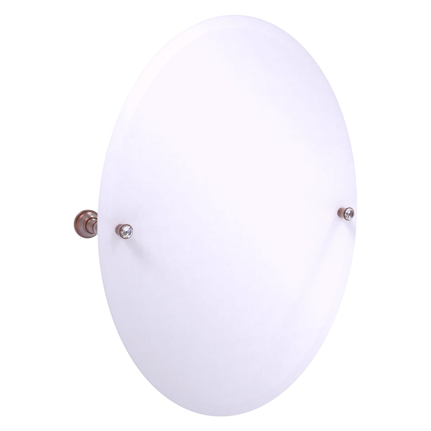 Allied Brass Carolina Crystal 21" x 4.8" Antique Copper Solid Brass Oval Tilt Mirror With Beveled Edge