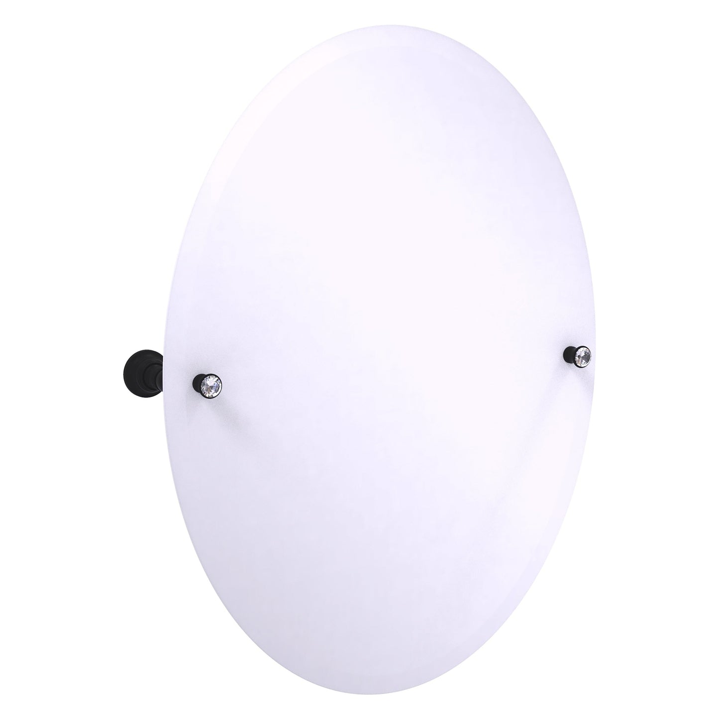 Allied Brass Carolina Crystal 21" x 4.8" Matte Black Solid Brass Oval Tilt Mirror With Beveled Edge