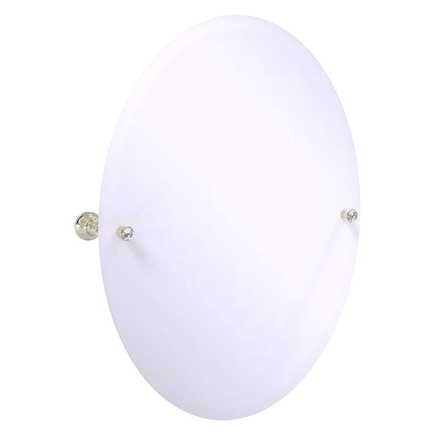 Allied Brass Carolina Crystal 21" x 4.8" Polished Nickel Solid Brass Oval Tilt Mirror With Beveled Edge