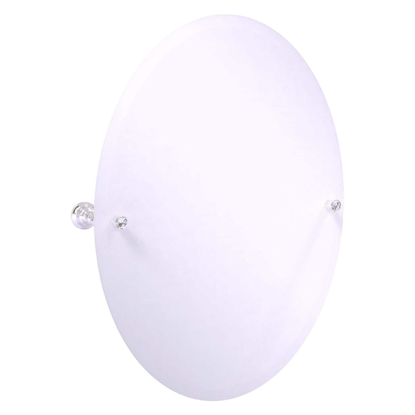 Allied Brass Carolina Crystal 21" x 4.8" Satin Chrome Solid Brass Oval Tilt Mirror With Beveled Edge