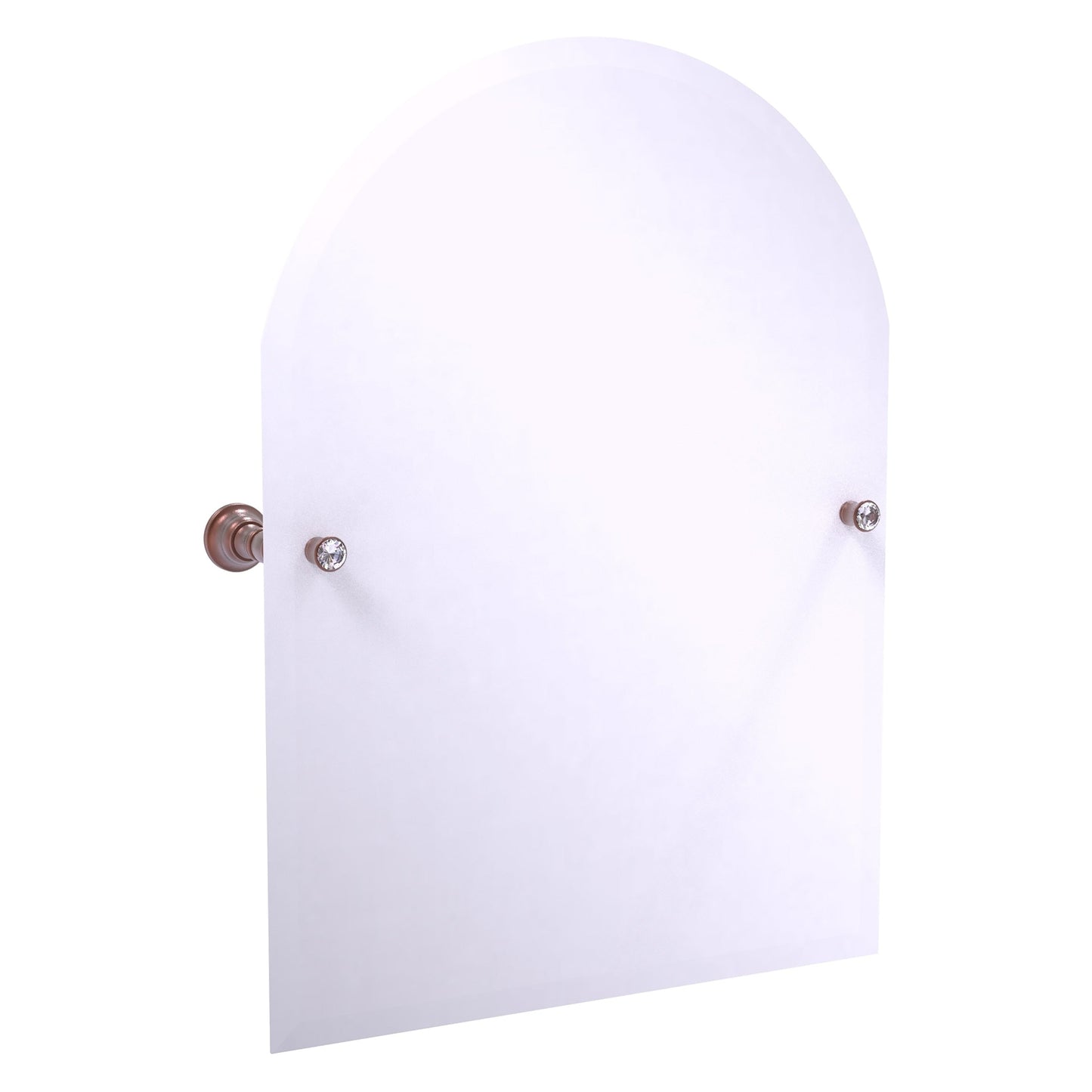 Allied Brass Carolina Crystal 21.8" x 4.8" Antique Copper Solid Brass Frameless Arched Top Tilt Mirror With Beveled Edge