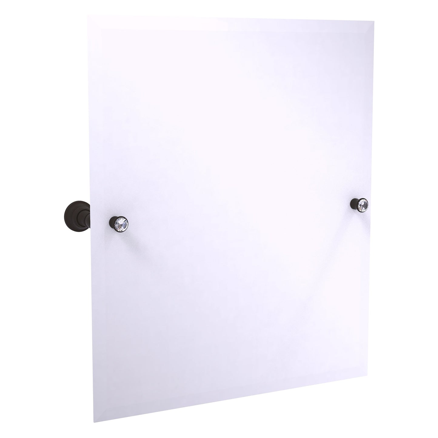 Allied Brass Carolina Crystal 21.8" x 4.8" Oil Rubbed Bronze Solid Brass Frameless Rectangular Tilt Mirror With Beveled Edge