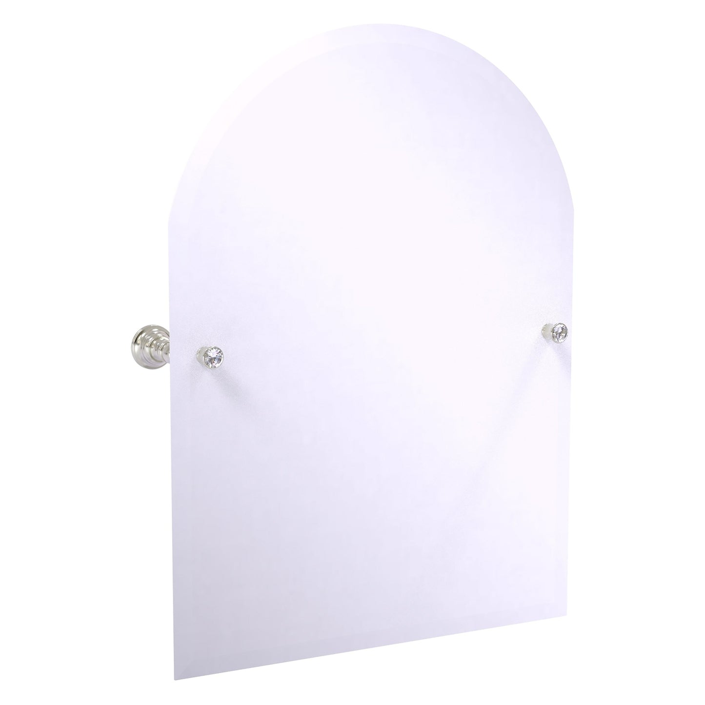 Allied Brass Carolina Crystal 21.8" x 4.8" Satin Nickel Solid Brass Frameless Arched Top Tilt Mirror With Beveled Edge