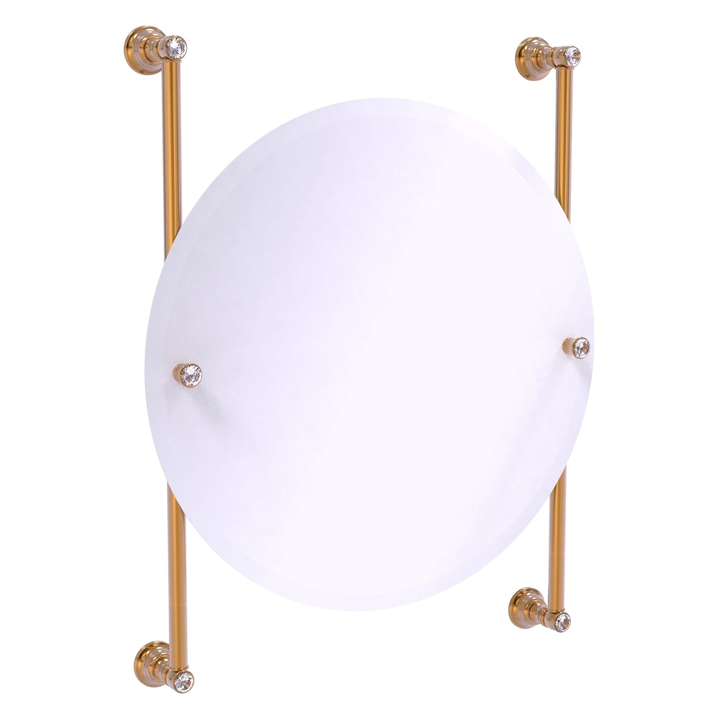 Allied Brass Carolina Crystal 22" x 4.4" Brushed Bronze Solid Brass Round Frameless Rail-Mounted Mirror