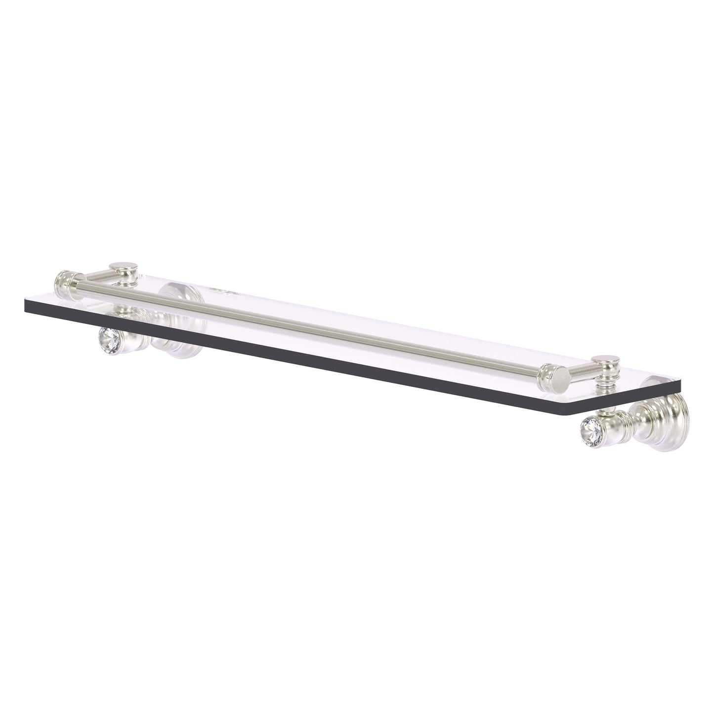 Allied Brass Carolina Crystal 22" x 5.54" Satin Nickel Solid Brass Glass Shelf With Gallery Rail