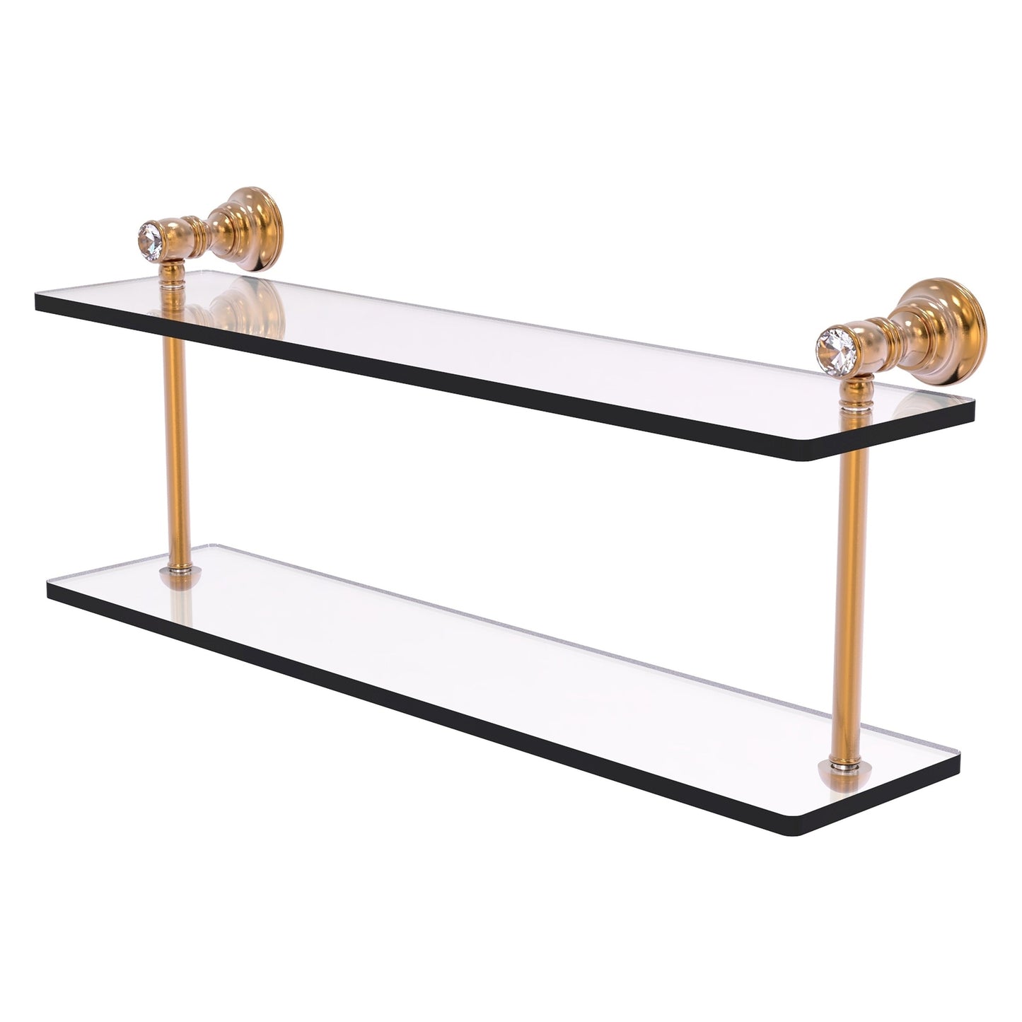 Allied Brass Carolina Crystal 22" x 5.6" Brushed Bronze Solid Brass Two-Tiered Glass Shelf