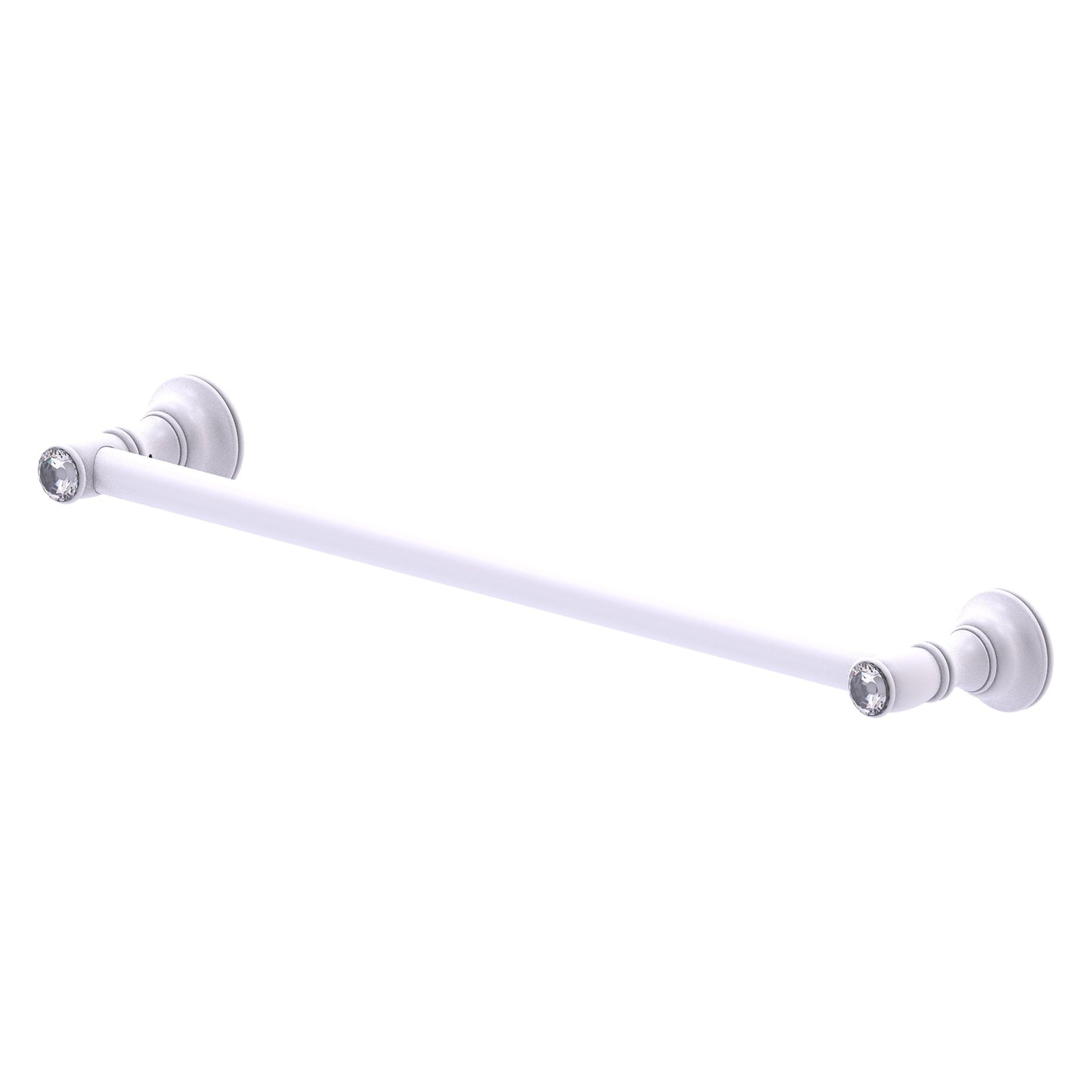 Allied Brass Carolina Crystal 24" x 2" Matte White Solid Brass Towel Bar