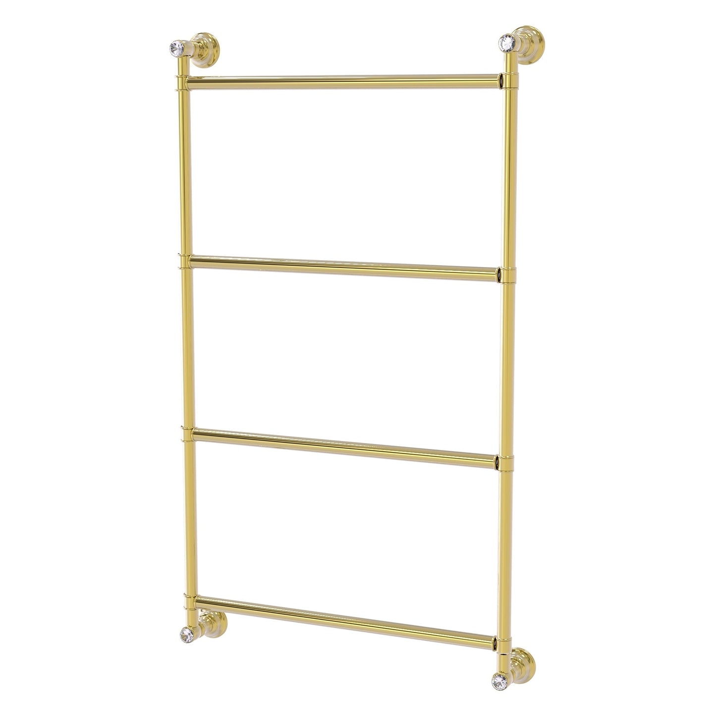 Allied Brass Carolina Crystal 24" x 3.3" Unlacquered Brass Solid Brass 4 Tiers Ladder Towel Bar