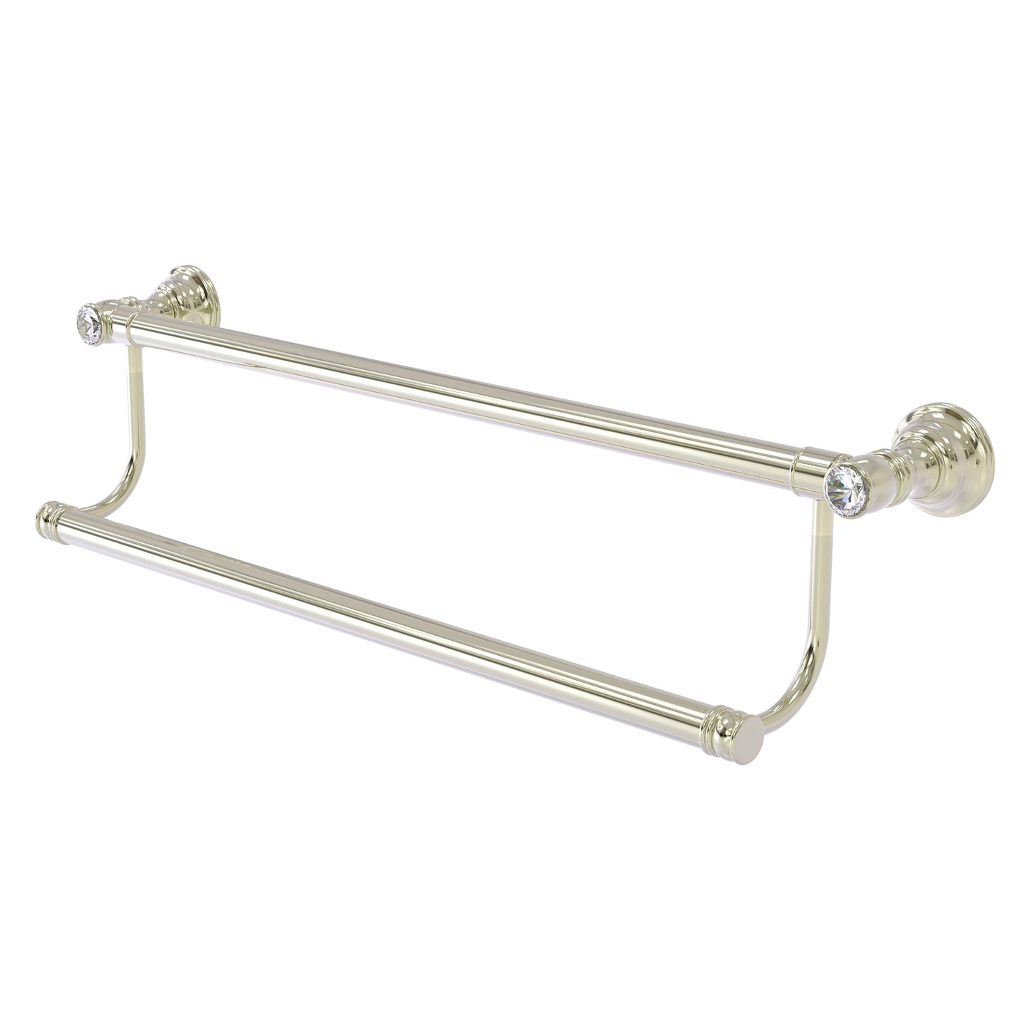 Allied Brass Carolina Crystal 24" x 5.2" Polished Nickel Solid Brass Double Towel Bar