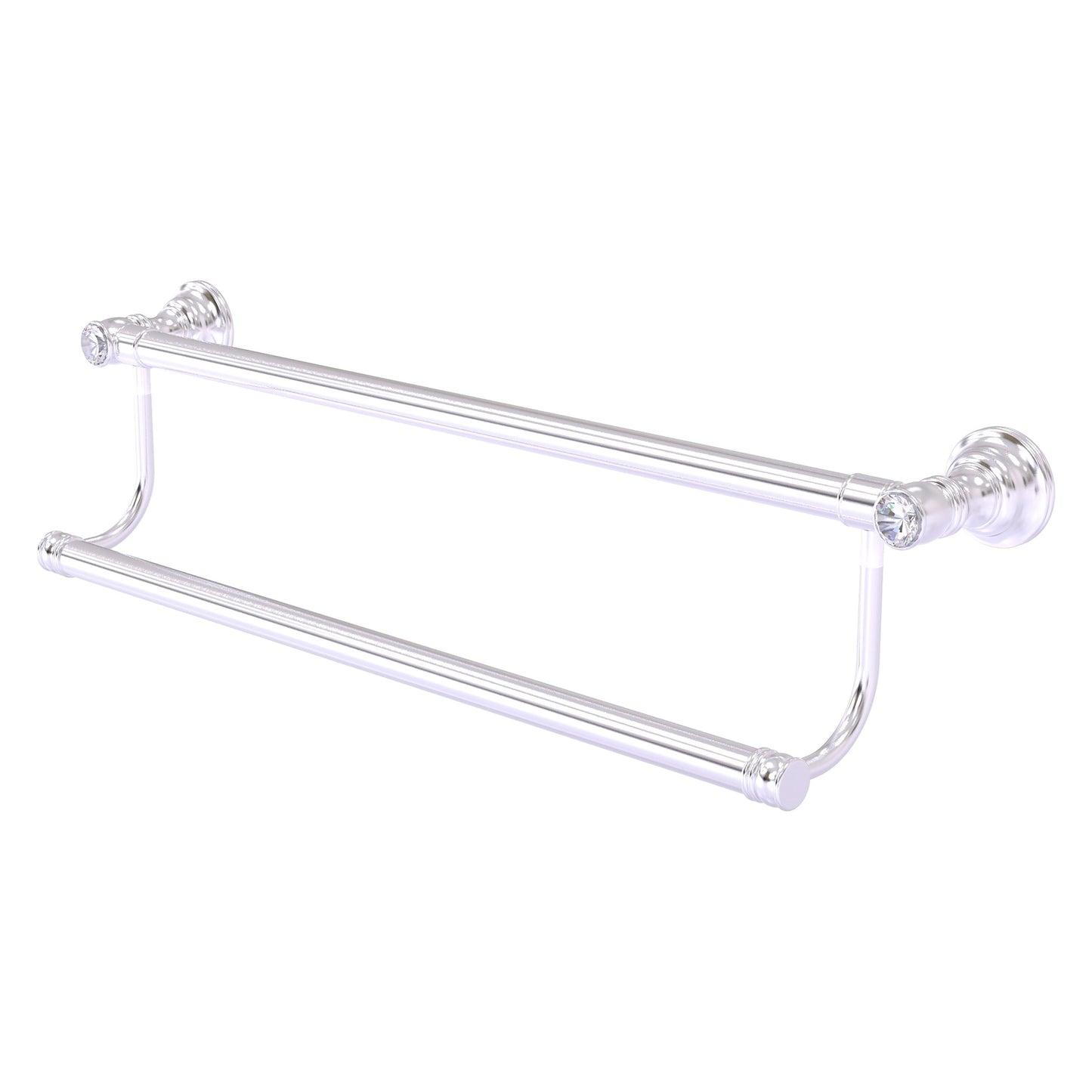 Allied Brass Carolina Crystal 24" x 5.2" Satin Chrome Solid Brass Double Towel Bar
