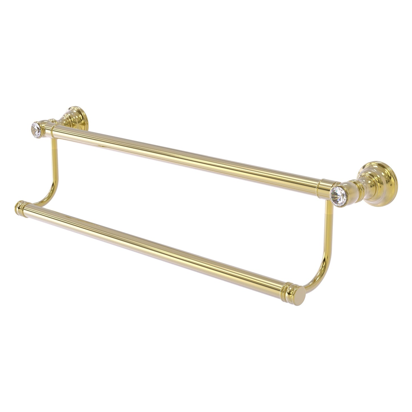 Allied Brass Carolina Crystal 24" x 5.2" Unlacquered Brass Solid Brass Double Towel Bar