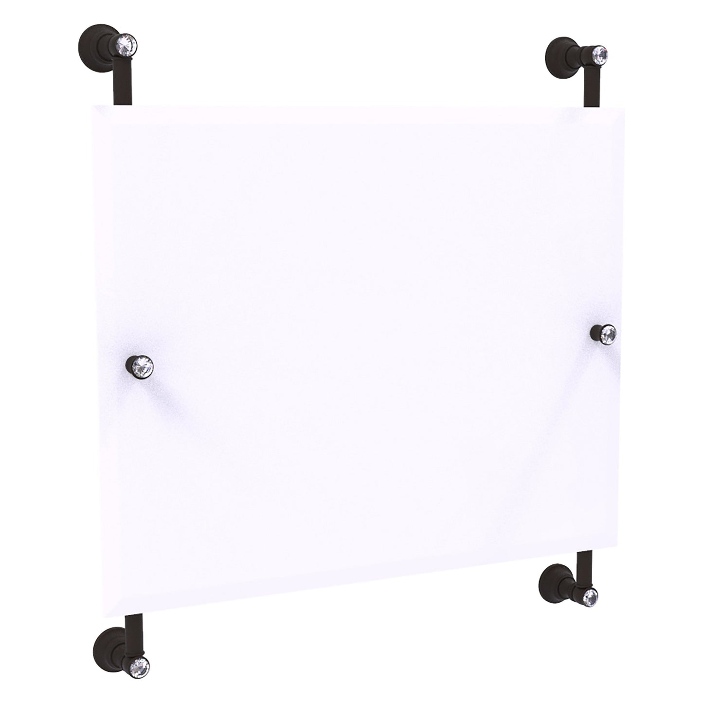 Allied Brass Carolina Crystal 26" x 4.4" Oil Rubbed Bronze Solid Brass Rectangular Frameless Rail-Mounted Mirror