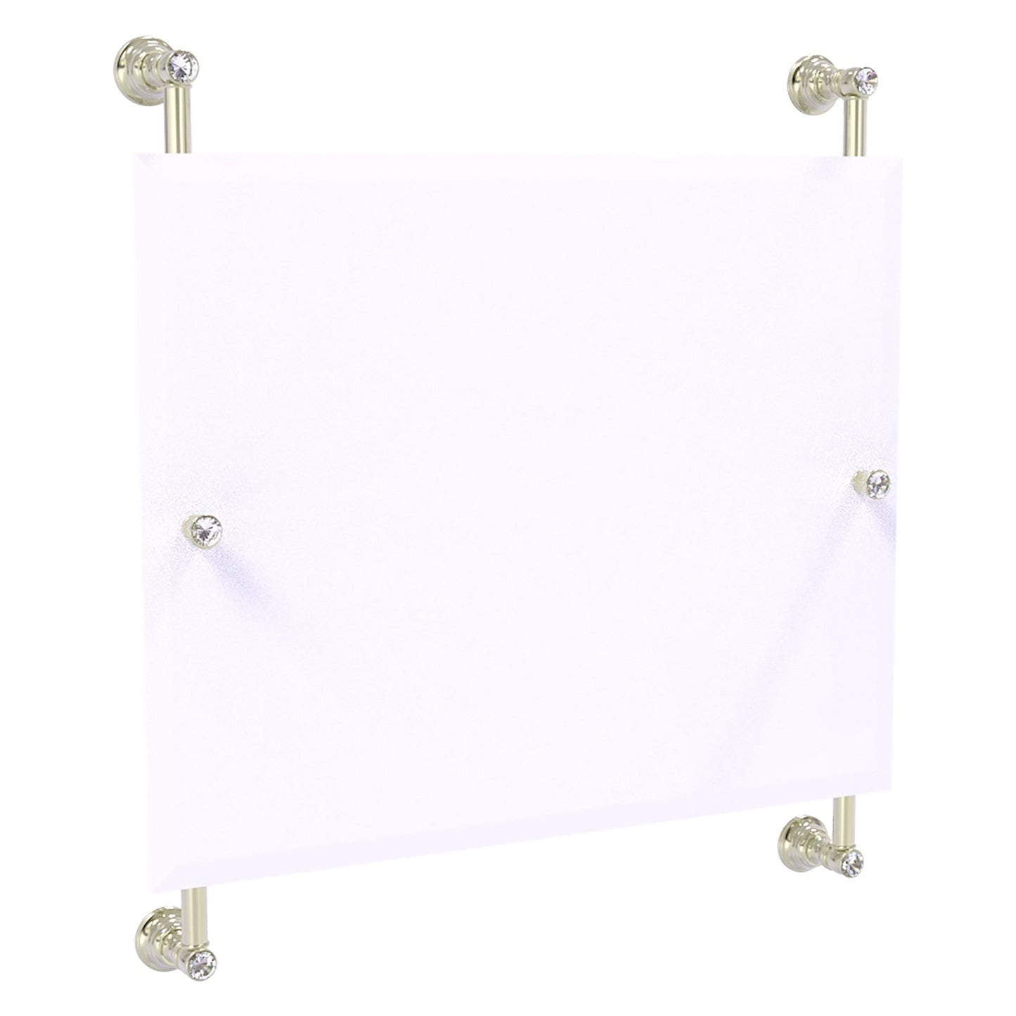 Allied Brass Carolina Crystal 26" x 4.4" Polished Nickel Solid Brass Rectangular Frameless Rail-Mounted Mirror