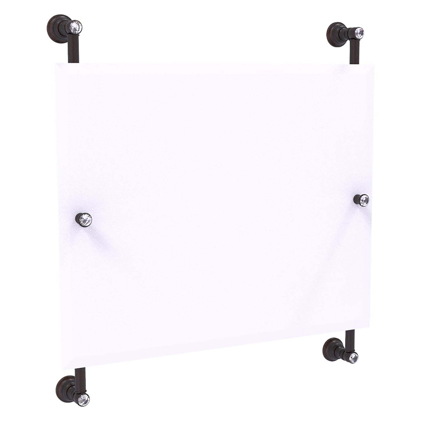 Allied Brass Carolina Crystal 26" x 4.4" Venetian Bronze Solid Brass Rectangular Frameless Rail-Mounted Mirror