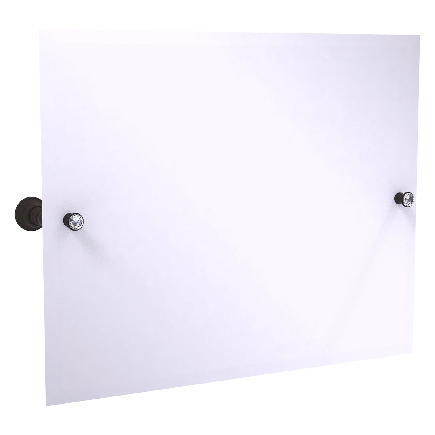 Allied Brass Carolina Crystal 26" x 4.8" Oil Rubbed Bronze Solid Brass Landscape Rectangular Tilt Mirror With Beveled Edge