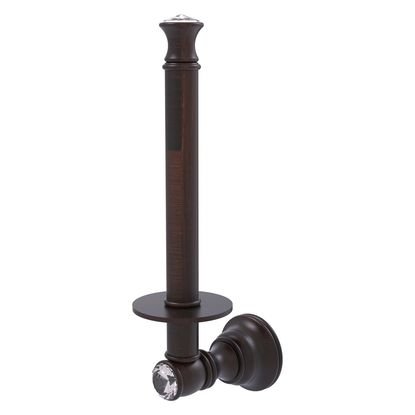 Allied Brass Carolina Crystal 2.4" x 3.7" Venetian Bronze Solid Brass Upright Toilet Paper Holder