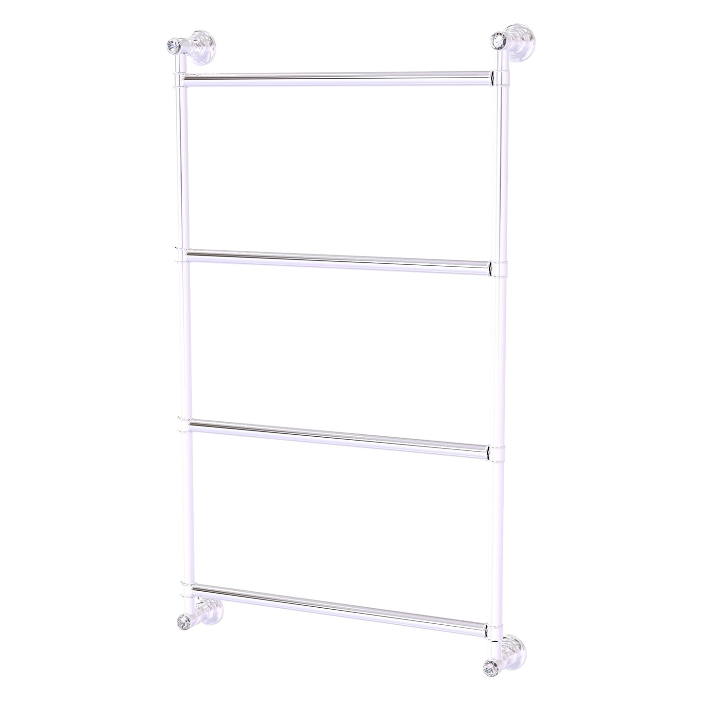Allied Brass Carolina Crystal 30" x 3.3" Polished Chrome Solid Brass 4 Tiers Ladder Towel Bar