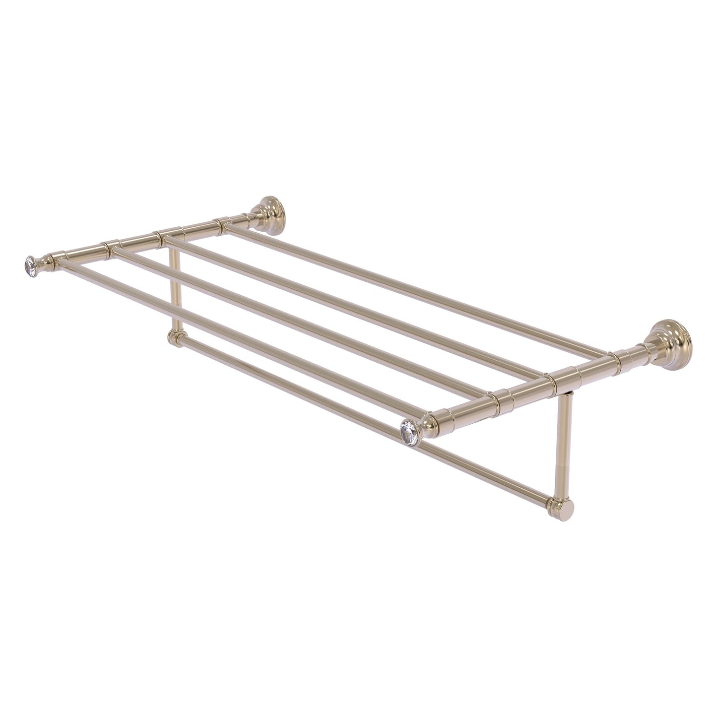 Allied Brass Carolina Crystal 38" x 13.7" Antique Pewter Solid Brass Towel Shelf With Integrated Towel Bar