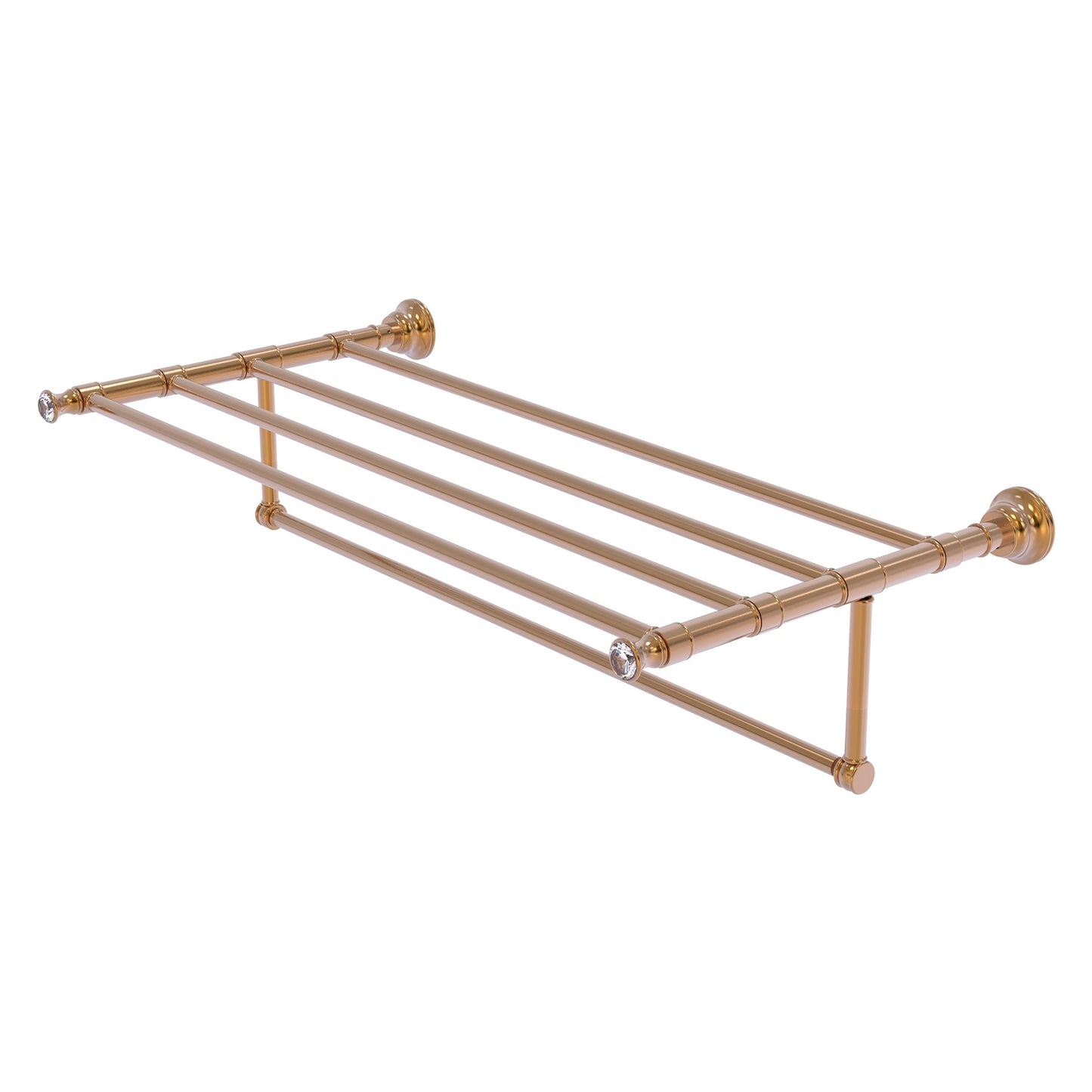 Allied Brass Carolina Crystal 38" x 13.7" Brushed Bronze Solid Brass Towel Shelf With Integrated Towel Bar