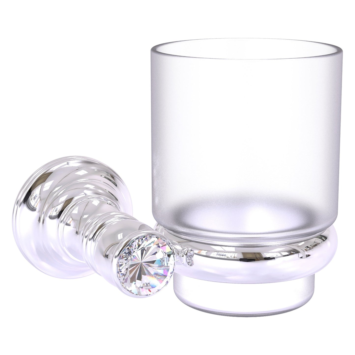 Allied Brass Carolina Crystal 4.3" x 4" Polished Chrome Solid Brass Wall-Mounted Tumbler Holder