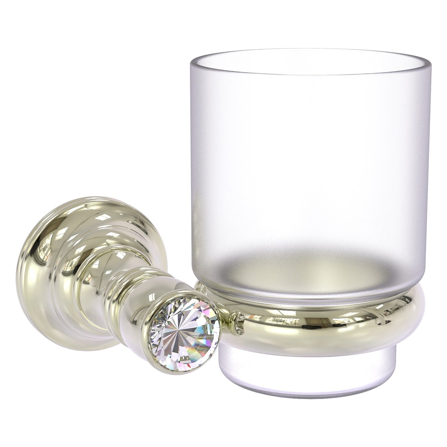 Allied Brass Carolina Crystal 4.3" x 4" Polished Nickel Solid Brass Wall-Mounted Tumbler Holder