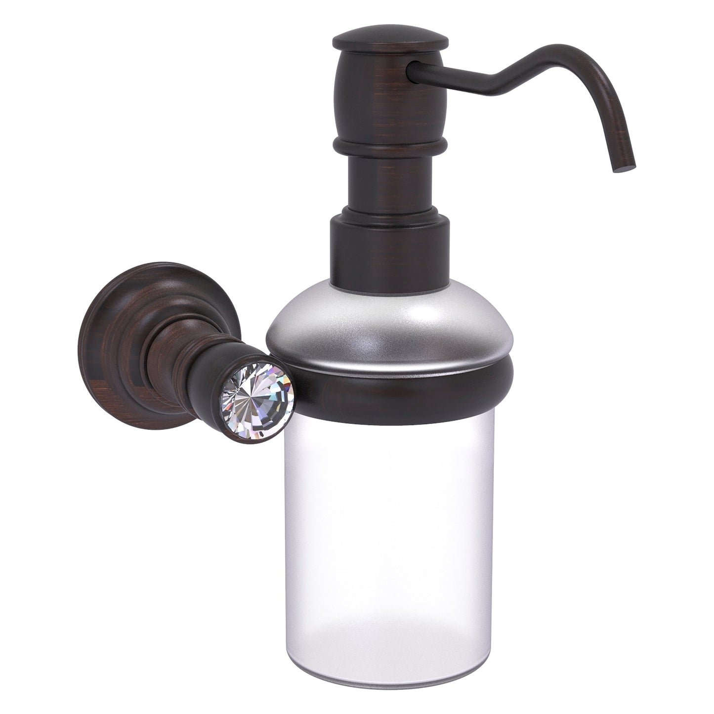Allied Brass Carolina Crystal 4.3" x 7" Venetian Bronze Solid Brass Wall-Mounted Soap Dispenser