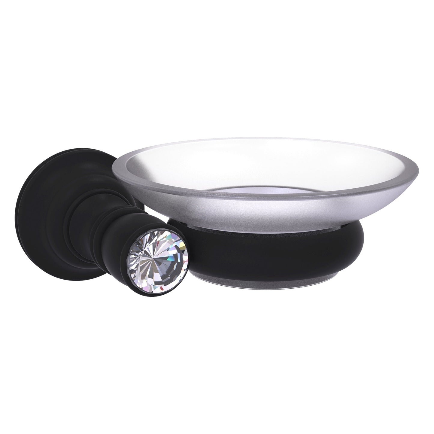 Allied Brass Carolina Crystal 5" x 4.6" Matte Black Solid Brass Wall-Mounted Soap Dish