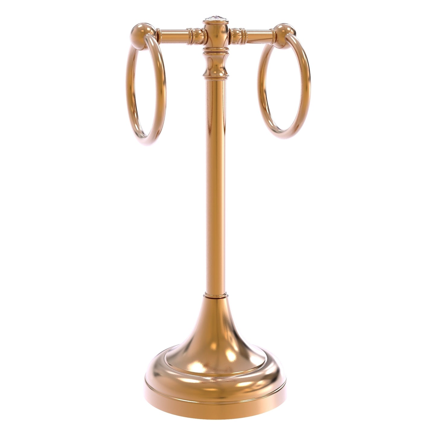 Allied Brass Carolina Crystal 5.5" x 5.5" Brushed Bronze Solid Brass 2-Ring Guest Towel Stand