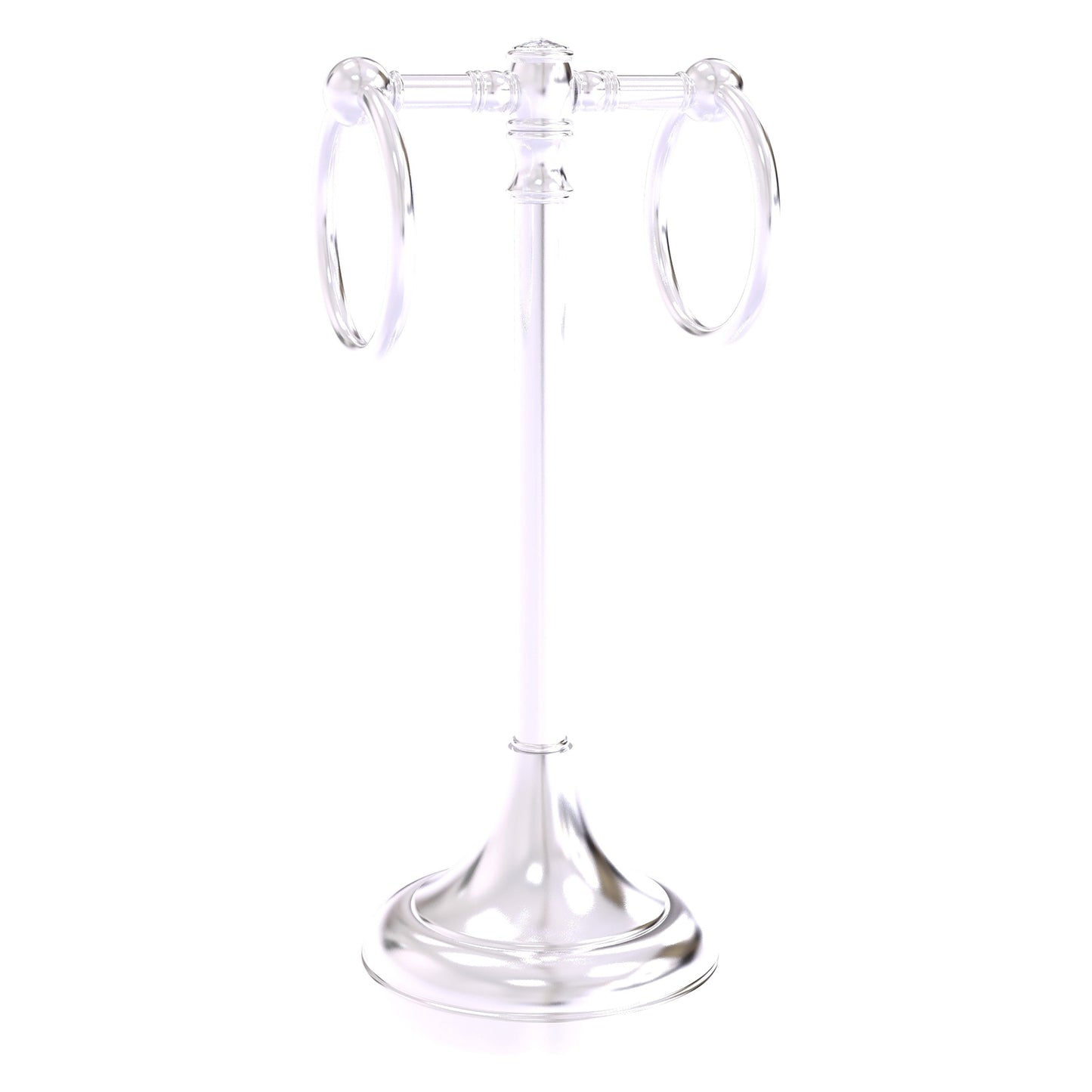 Allied Brass Carolina Crystal 5.5" x 5.5" Satin Chrome Solid Brass 2-Ring Guest Towel Stand