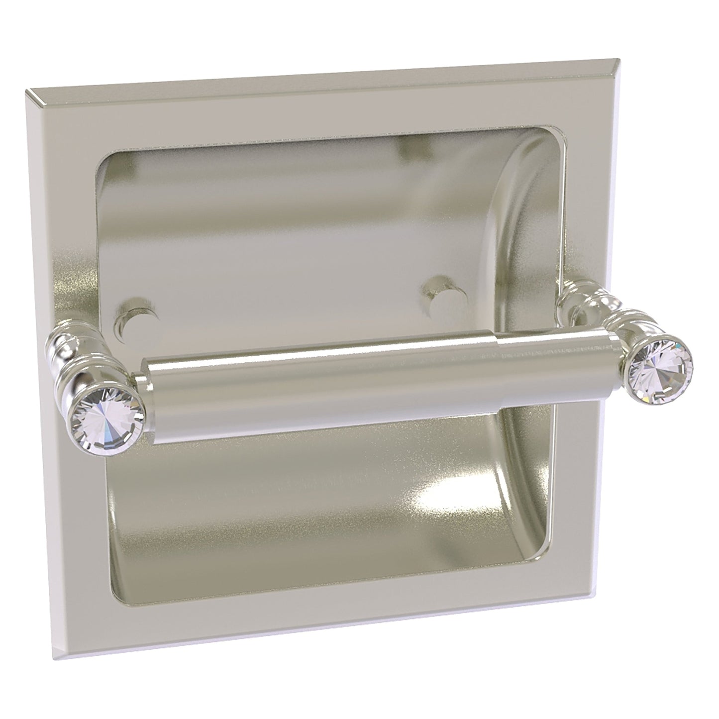 Allied Brass Carolina Crystal 6.125" x 4" Satin Nickel Solid Brass Recessed Toilet Paper Holder