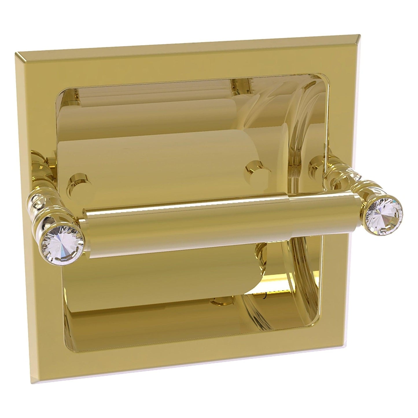 Allied Brass Carolina Crystal 6.125" x 4" Unlacquered Brass Solid Brass Recessed Toilet Paper Holder
