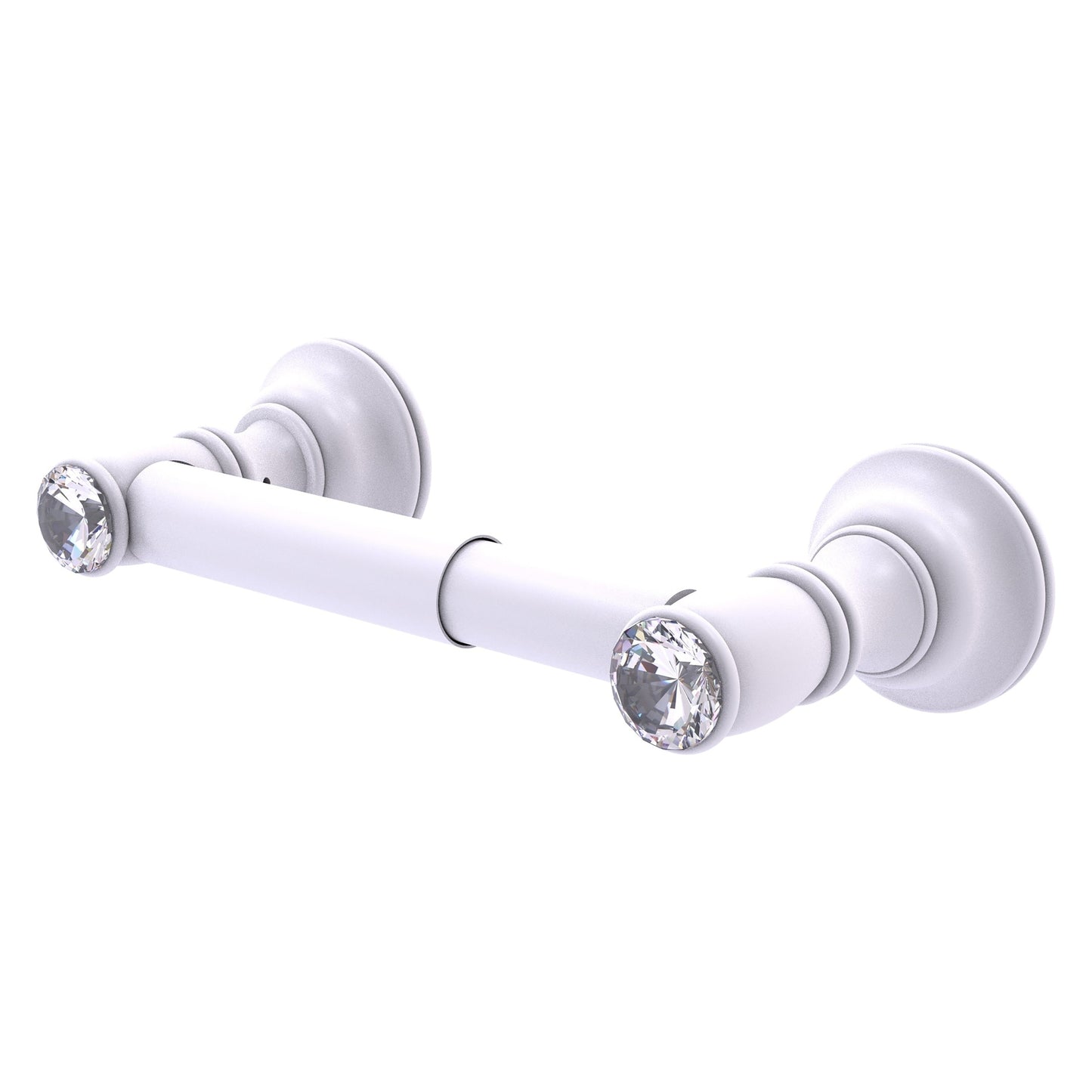 Allied Brass Carolina Crystal 8" x 3.3" Matte White Solid Brass 2-Post Toilet Tissue Holder